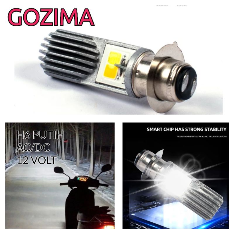 Lampu depan LED H6 Putih Gozima AC/DC 12 Volt 6000K FLIP Matic Bebek-Lampu depan motor Putih terang