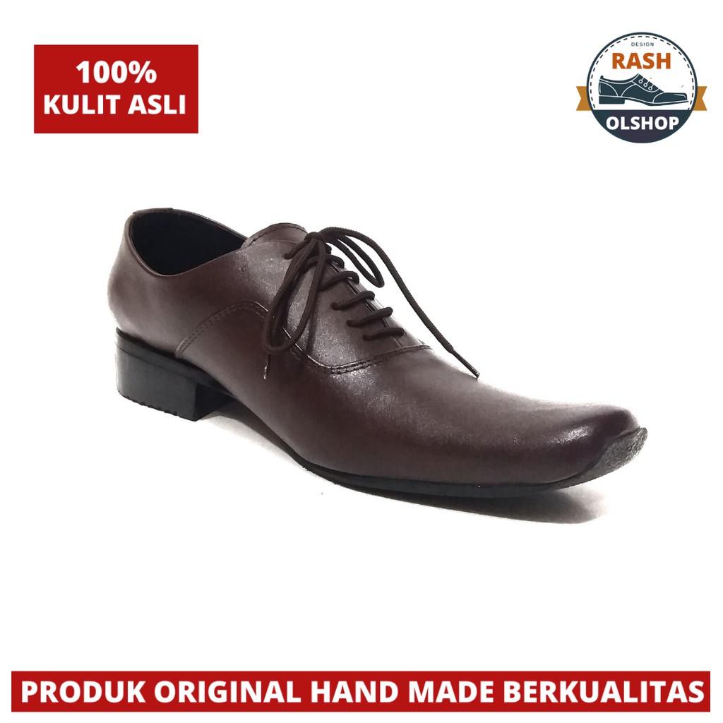 sepatu pantofel lancip bahan kulit asli model tali nyaman dan keren dipakai