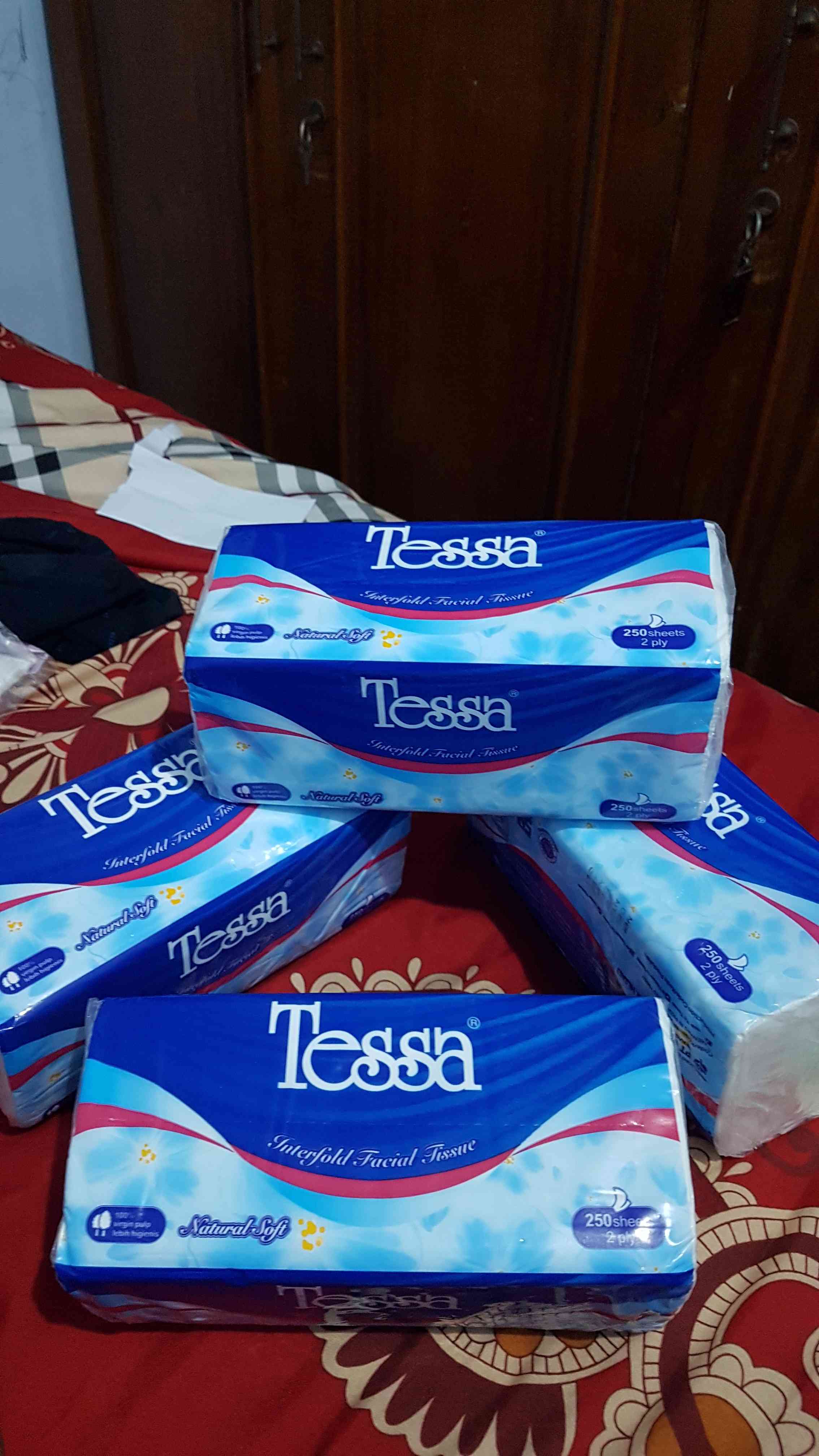 Tisu Wajah Tessa, Facial Tissue, Tisu Higienis Non Perfumed Isi 250 Sheet