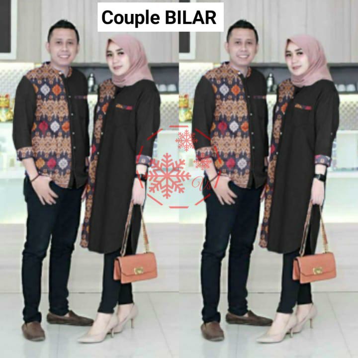 COUPLE BILLAR / CP TUNIK KOMBINASI BATIK / PAKAIAN PRIA WANITA SEPASANG / PESTA