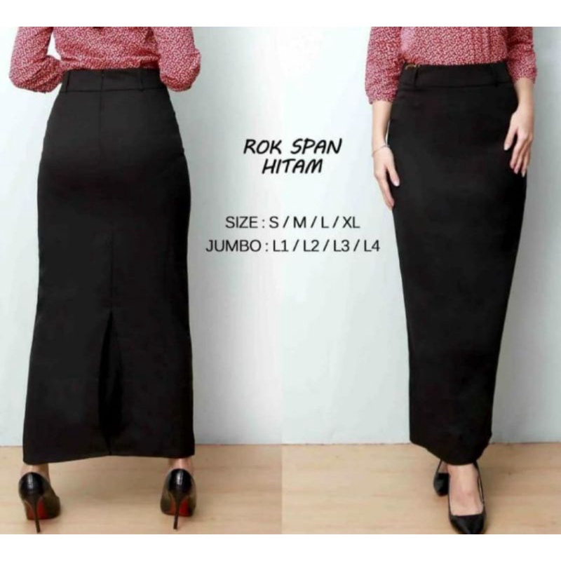 Rok Kerja Panjang Hitam Span Androk Wanita Premium Bahan Formal Kantor bikrunstore