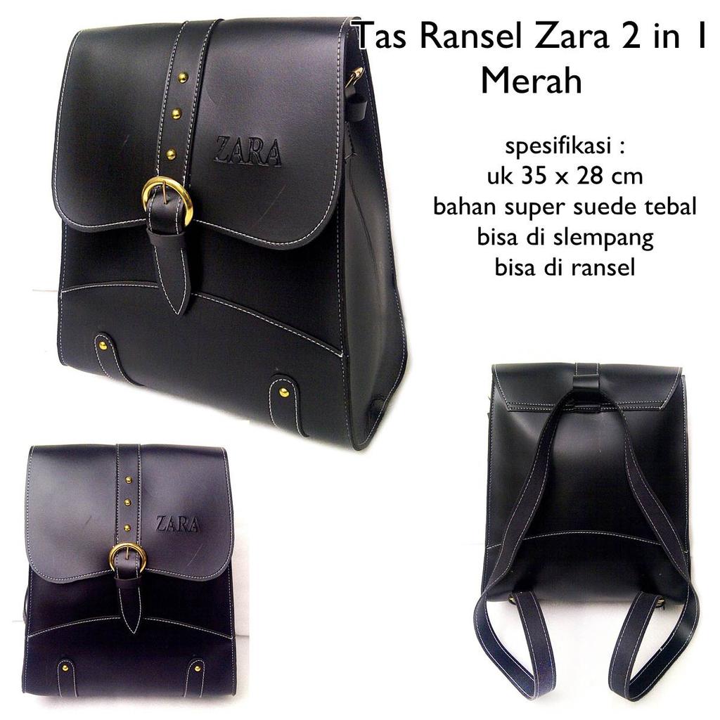 tas ransel / selempang wanita kulit hitam zr