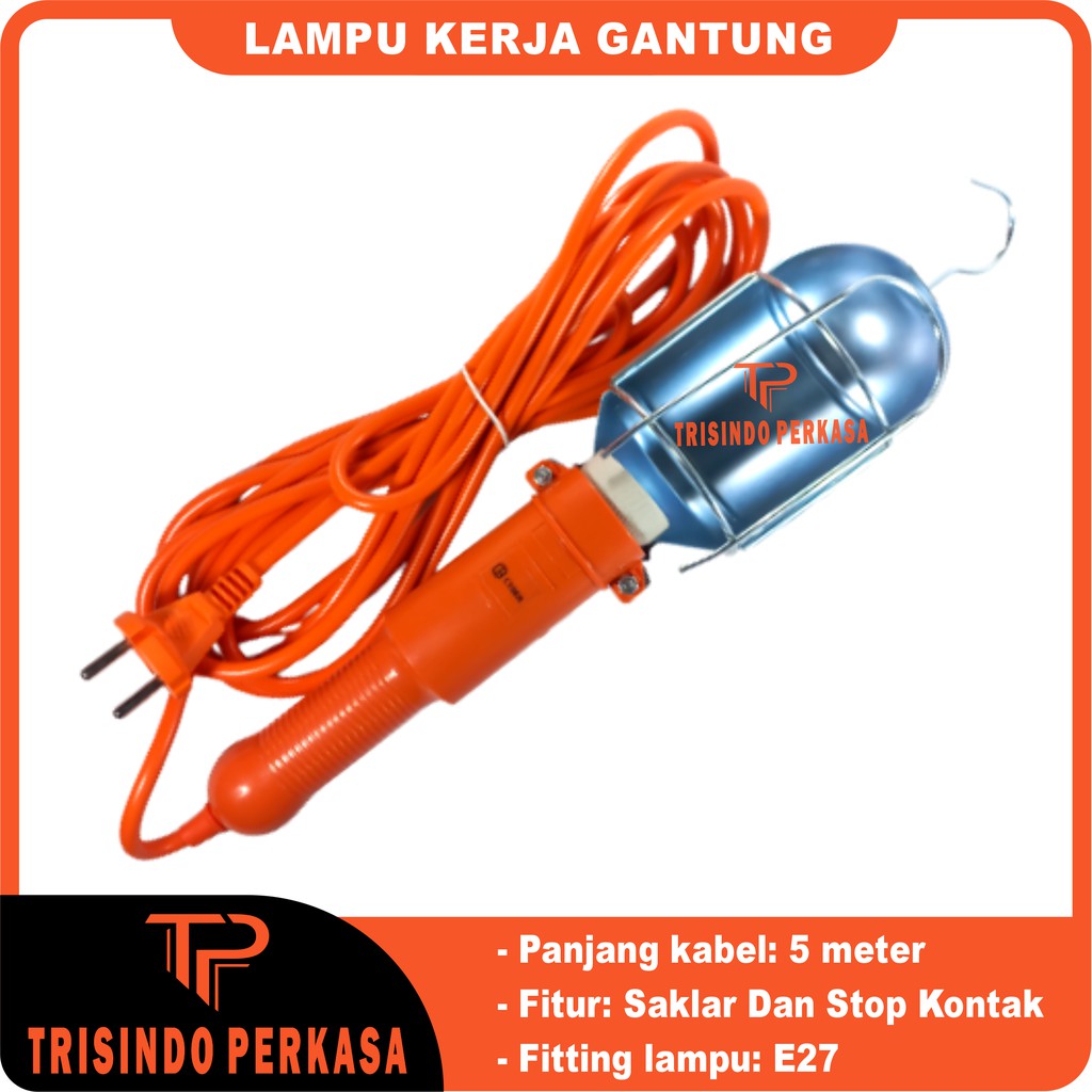 Lampu Kerja Gantung 5 Meter 5m E27 / Lampu bengkel industri / Portable hand Lamp INCLUDE STOP KONTAK