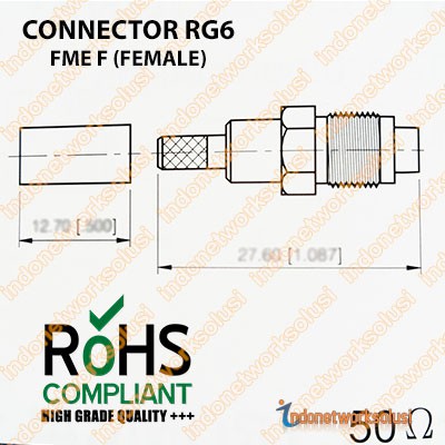 KONEKTOR CONNECTOR RG6 FME F (FEMALE) model SOLDER CRIMPING HIGH GRADE+++