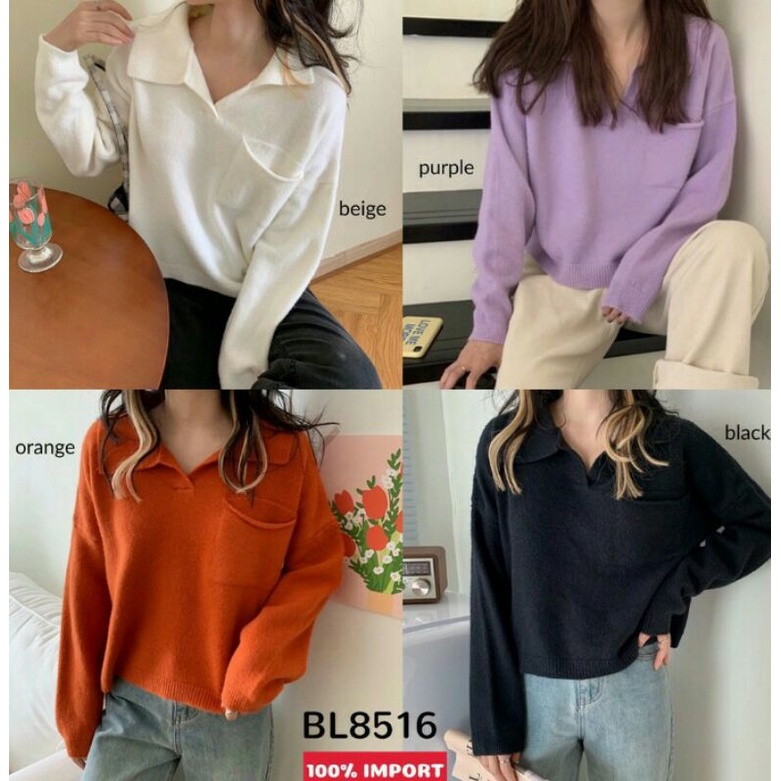 Collar Pocket Oversize Premium Fury Knit Sweater