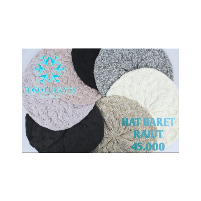 IMPORT Hat Baret Rajut Topi Wool Beret Hat Winter Musim Dingin