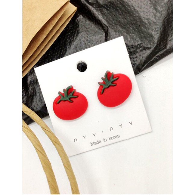 LRC Anting Tusuk Fashion Red 925 Silver Needle Fruit And Vegetable Earrings F70547