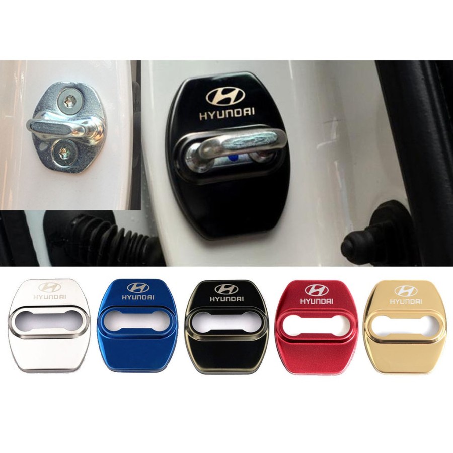 LUCKYMALL 4pcs Set Cover Pelindung Kunci Pintu Mobil Bahan Stainless Steel Hyundai Palisade BLACK