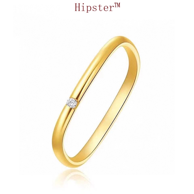 Domineering luxury geometric ring with diamond square gold ring