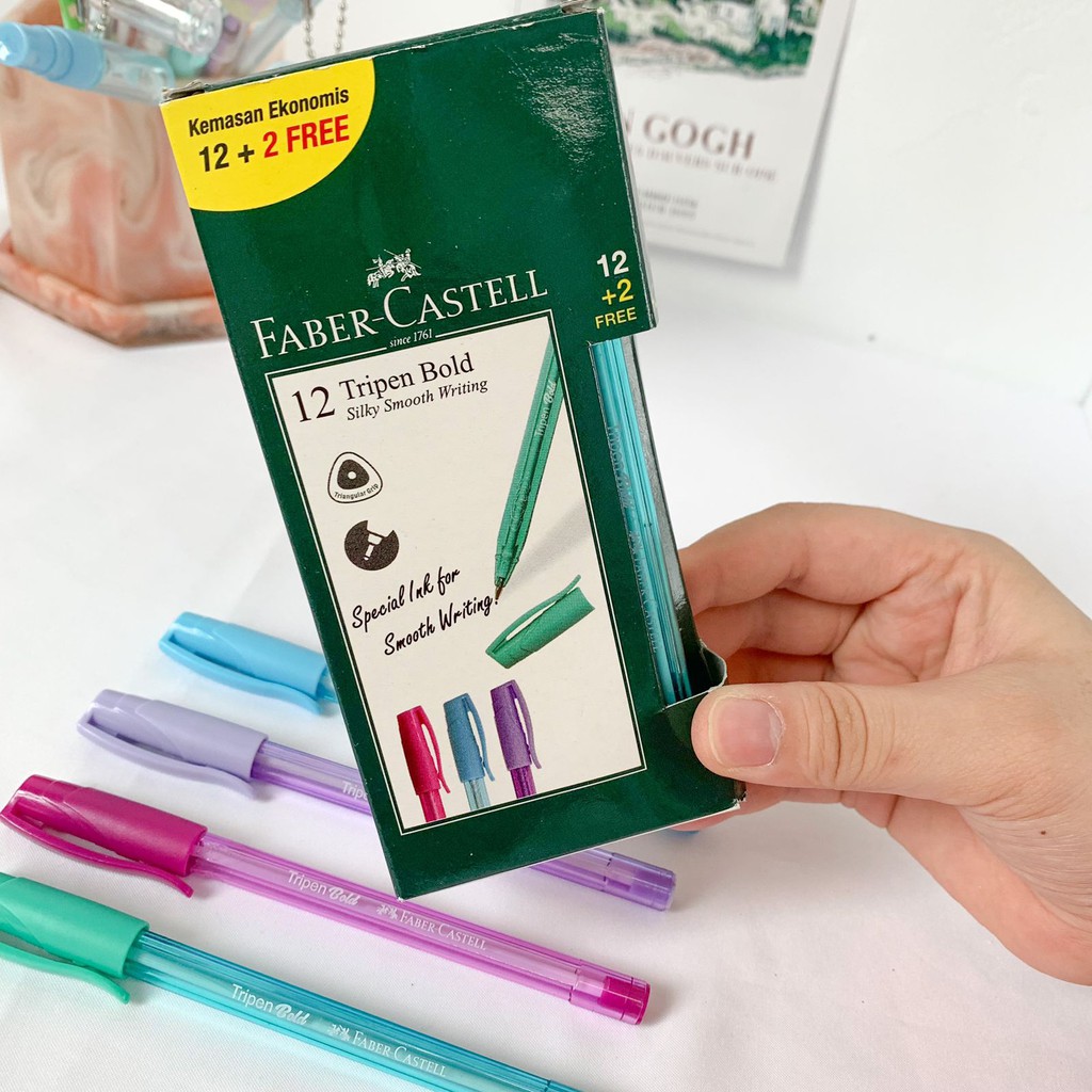 Jual Pulpen Faber-Castell Tripen Bold Black Ink Pena Pastel Lucu Tinta ...