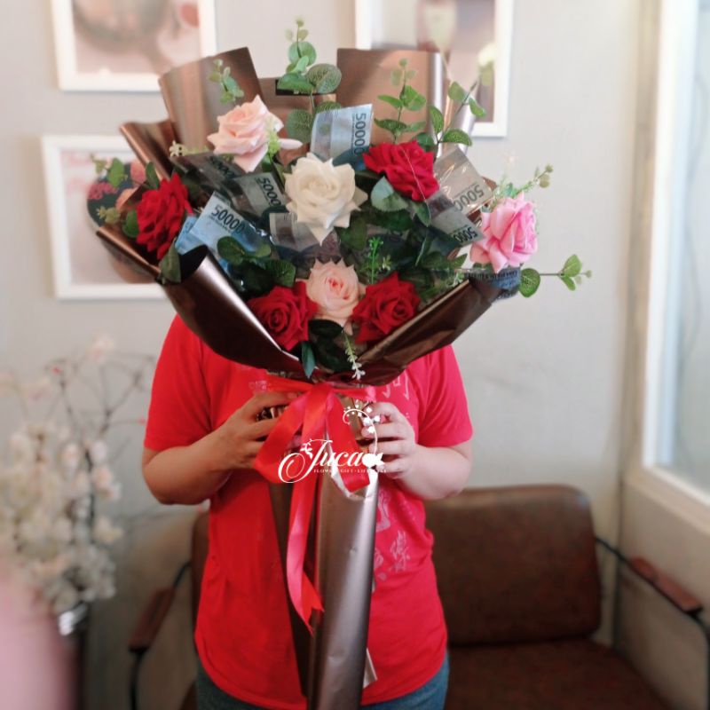 buket bunga uang/bunga palsu/buket uang murq