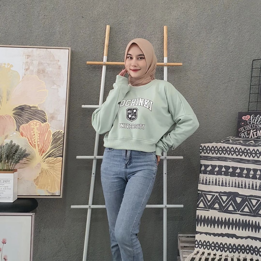 POCHINKI CROOPE | Sweater Crewneck Oblong Oversize | Outerwear Wanita Termurah Fashion Terkini Korean Style