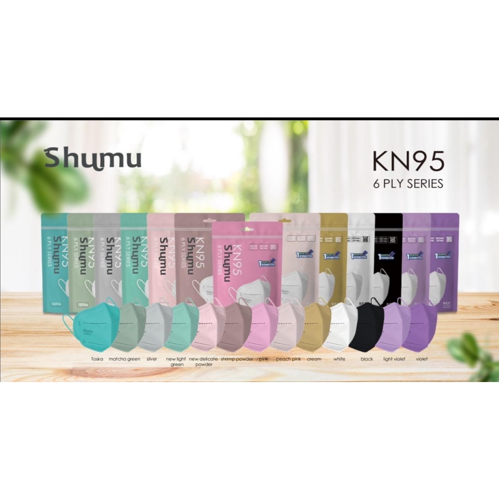 Masker SHUMU KN95 6Ply Earloop-Facemask KN 95 6 Ply Warna Premium Face mask 10Pcs