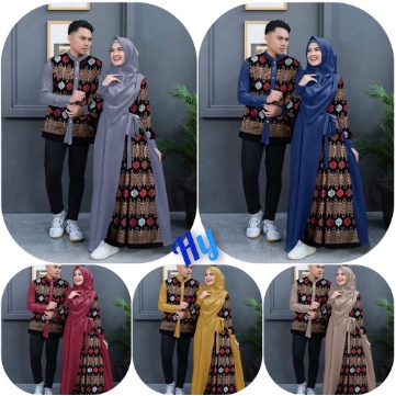 BAJU COUPLE KELUARGA MODERN 2022 BAJU COUPLE MOSCRPE KOMBINASI BATIK TERBARU/COUPLE MUSLIM BATIK/COU