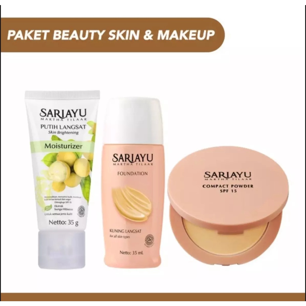 BISA COD - PAKET BEAUTY SKIN & MAKE UP SARIAYU - PERAWATAN WAJAH - SARIAYU BEDAK PADAT COMPACT POWDE