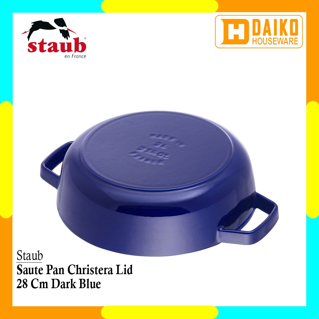 Panci Staub Round Saute Pan Chistera Lid 24Cm Dark Blue Cocok Untuk Semua Jenis Kompor Original Staub