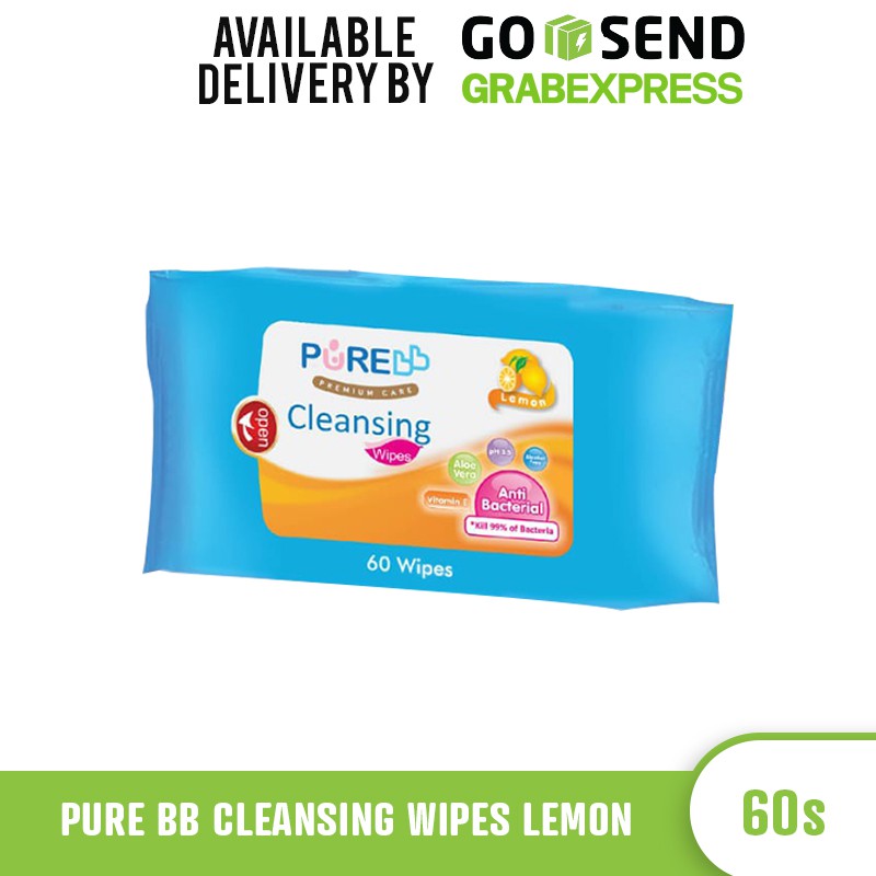 Jual Pure BB Cleansing Wipes 60's Lemon Dan Tea Olive Tisu Basah Bayi ...