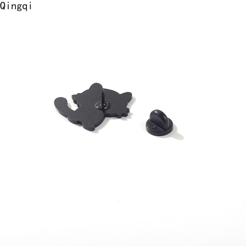 Bros Pin Enamel Bentuk Kartun Kucing Makan Ikan Warna Putih Untuk Anak