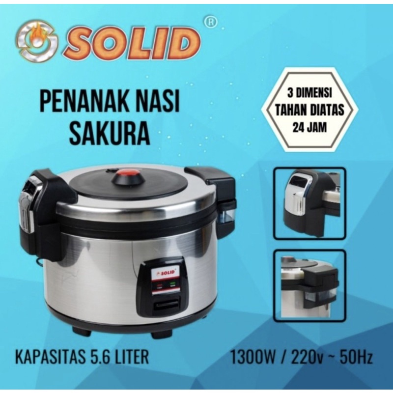 SOLID Rice Cooker 5.6 Liter SAKURA / Magic Com Jumbo - Garansi 1 Tahun