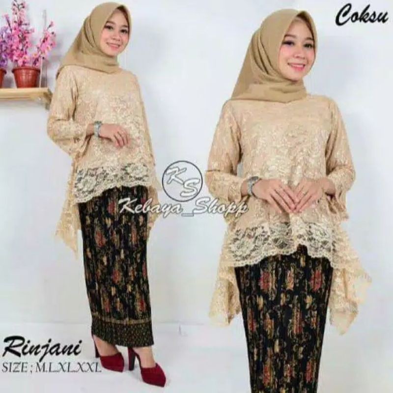 IndahKebaya | SET KEBAYA BROKAT MUSLIMAH / KEBAYA AKAD / WISUDA / HITAM / PUTIH / MOCCA / HIJAU