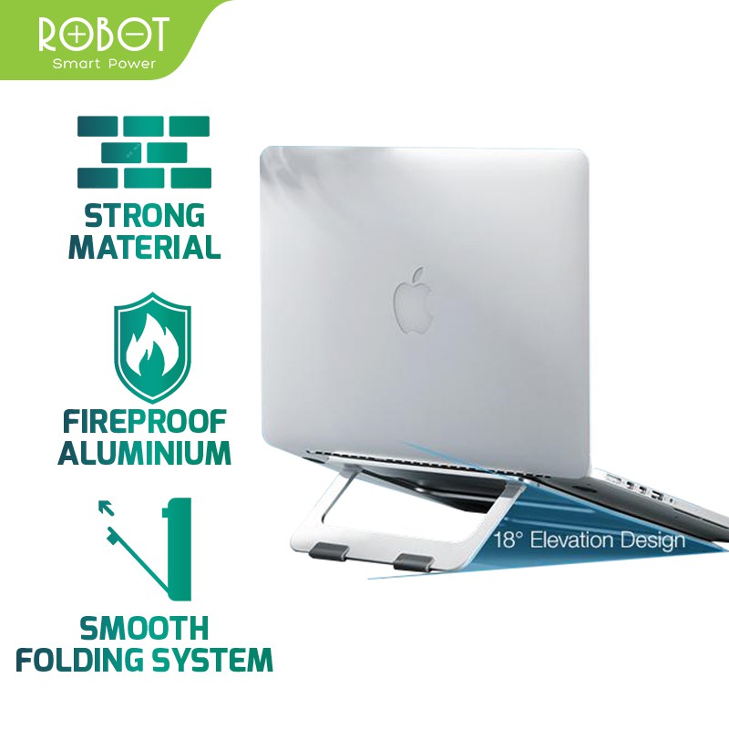 ROBOT RT-LS01 Lightweight &amp; Foldable Laptop Cooling Stand Silver garansi resmi