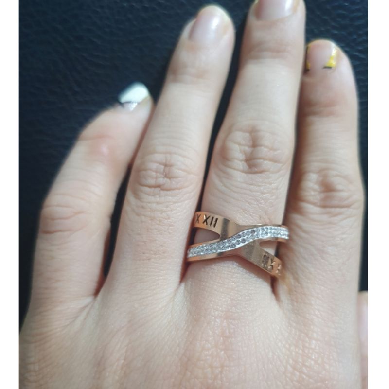 Promo Cincin Titanium asli Stainless steel Rosegold Premium Quality Anti karat anti alergi ctt0116
