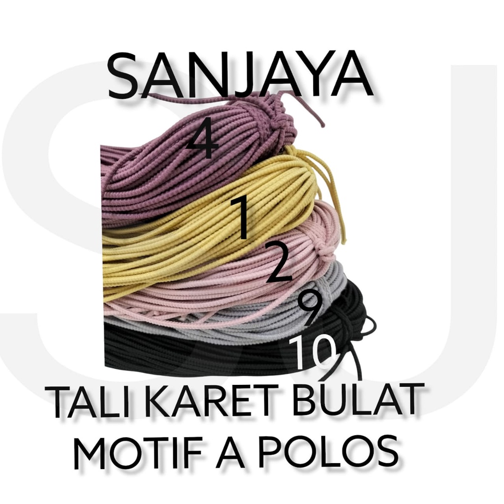 TALI KARET BULAT ELASTIS / TALI MOTIF POLOS / TALI KERAJINAN TANGAN DIY / TALI STRING ELASTIS / TALI KARET BULAT MOTIF A POLOS