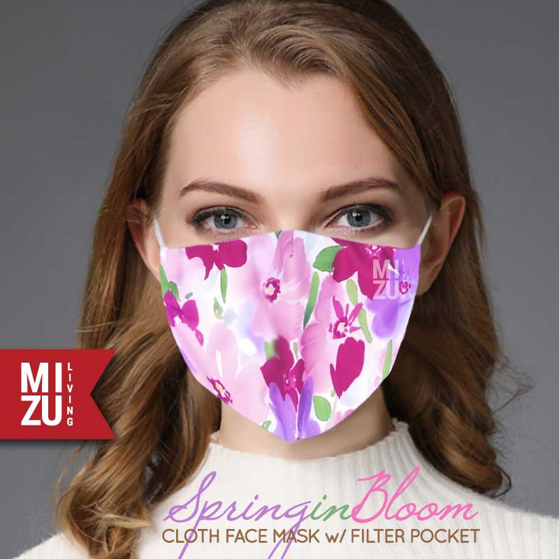 [SALE] MIZU SPRING IN BLOOM Cloth Face Mask Masker Kain Bunga 3Ply Kantong Filter NON-MEDIS REUSABLE