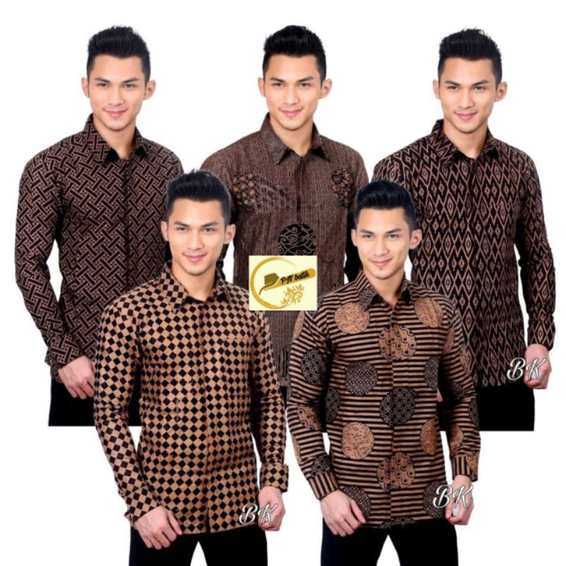 Kemeja Batik Katun Motif Coklat Lawasan Lengan Panjang GB0042
