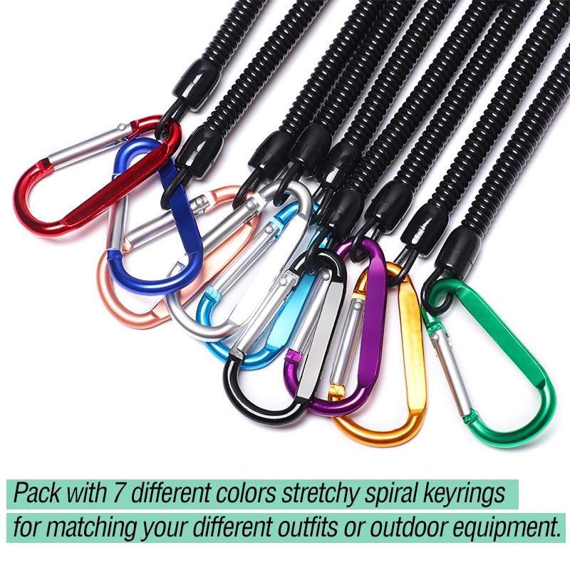 1pc Tali Lanyard Spiral Elastis Multi Warna Anti Hilang Untuk Memancing / Hiking / Climbing