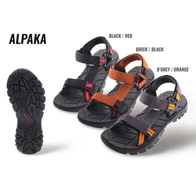 Cafu Alpaka Sepatu Sendal Sandal Gunung Hiking Pria Cowok Original - Brick Black, 38