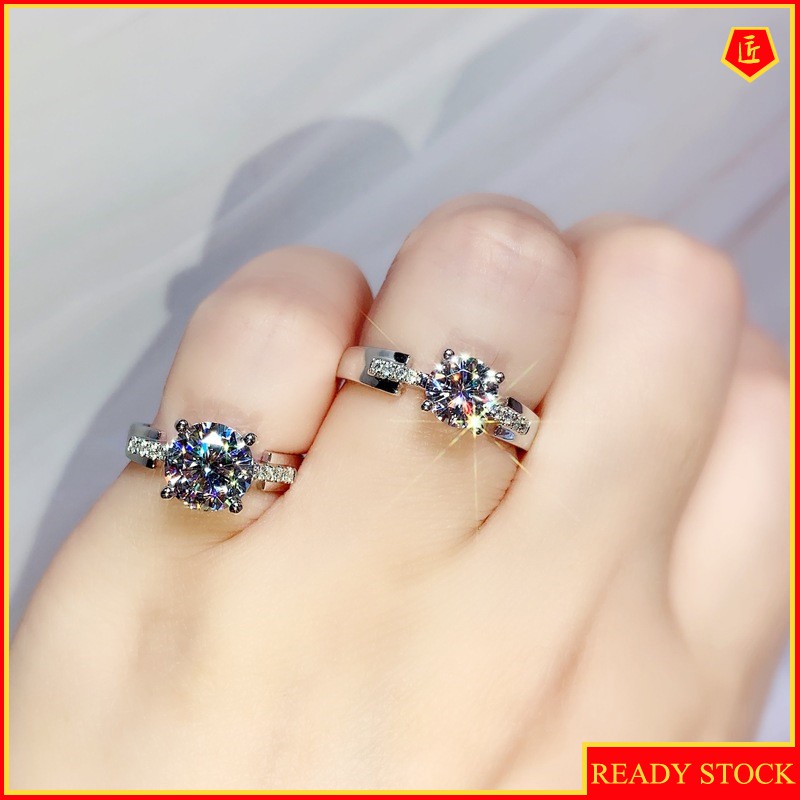 Cincin Moissanite Warna Silver Untuk Wanita