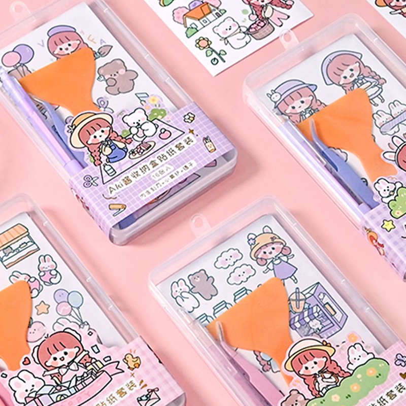 16 Lembar / Set Stiker Kartun Lucu Multifungsi DIY