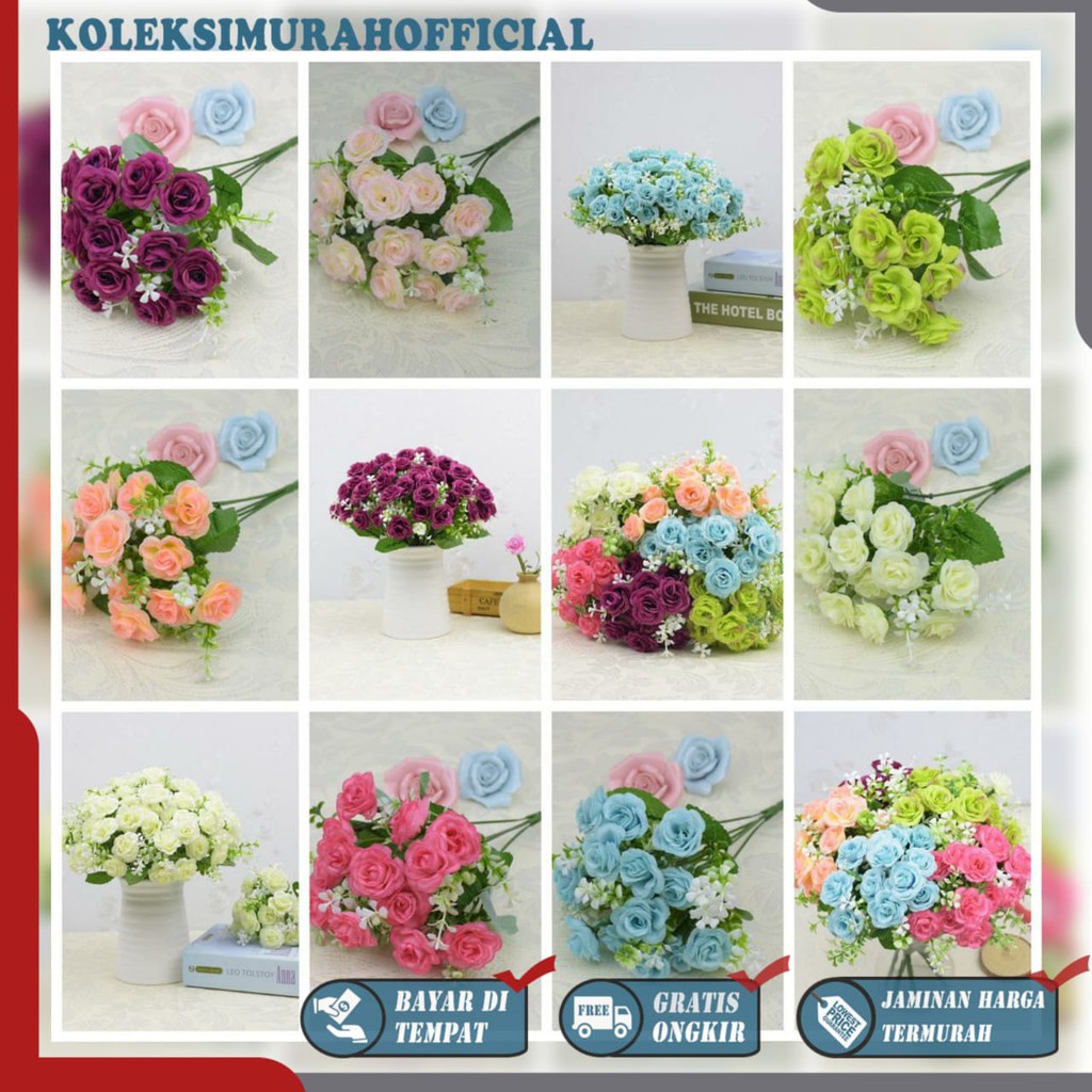 COD BUNGA MAWAR  BUNGA TANGKAI PLASTIK BUNGA ARTIFISIAL BUNGA PAJANGAN IMITASI  BUNGA HIASAN BT9007