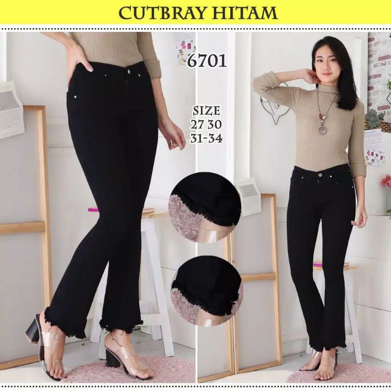 Celana Jeans Cutbray 27-34 Jumbo Rawis Wanita 4 Warna Bahan Softjeans Strecth Melar