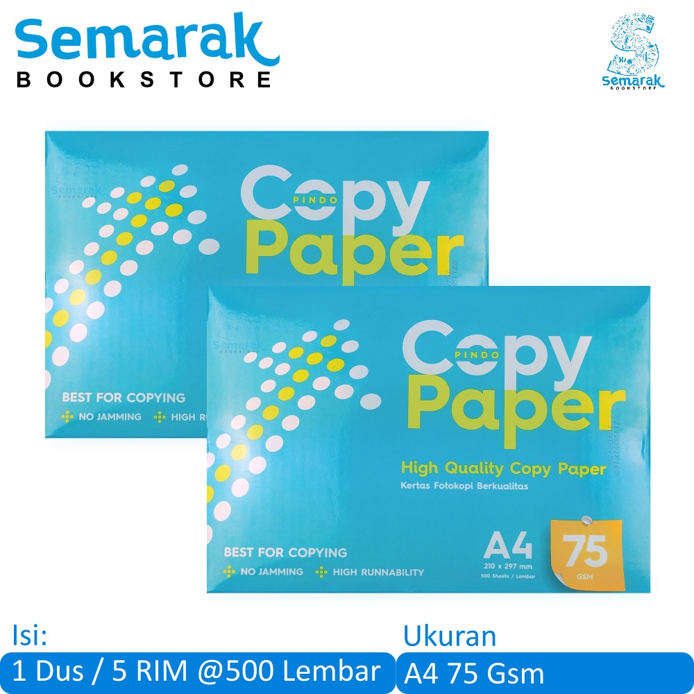 

Copy Paper HVS Kertas Fotokopi Berkualitas A4 75 Gsm [1 Dus / 5 RIM @ 500 Lembar]