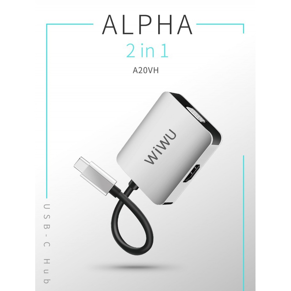 AKN88 - WIWU ALPHA A20VH - Hub Adapter USB-C to VGA and HDMI Connector Cable