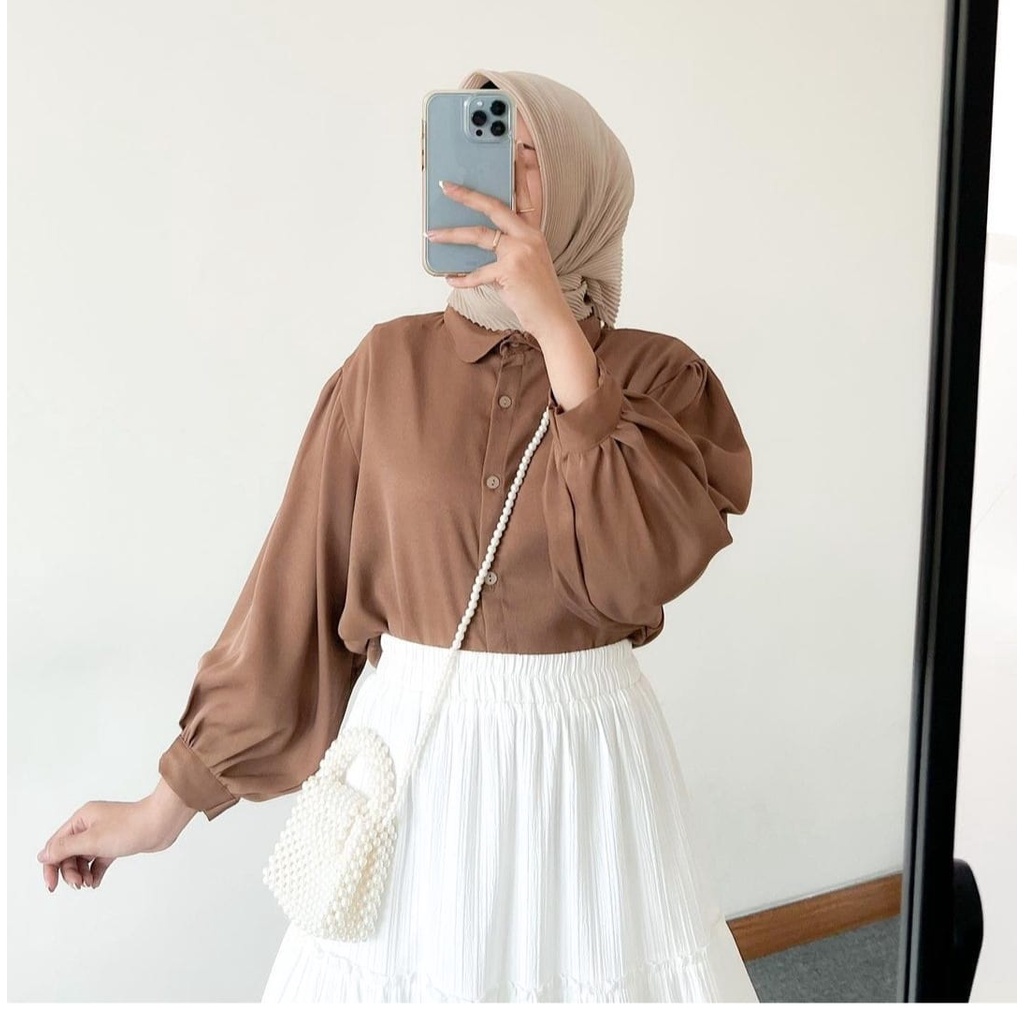 WOW-Elza Kemeja Wanita / Blouse Crinkle Airflow / Kemeja Wanita Panjang