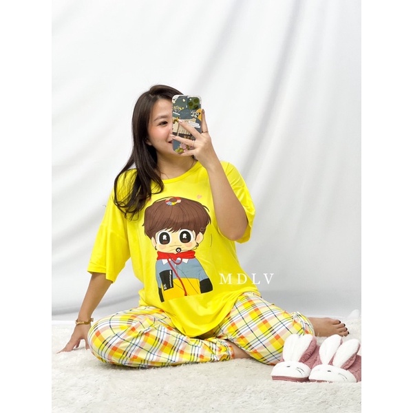 MDLV ~ BAJU TIDUR SET JOGGER BTS PARK JI-MIN CP BAJU TIDUR IMPORT CEWEK BEST SELLER PIYAMA DEWASA FASHION IMPORT