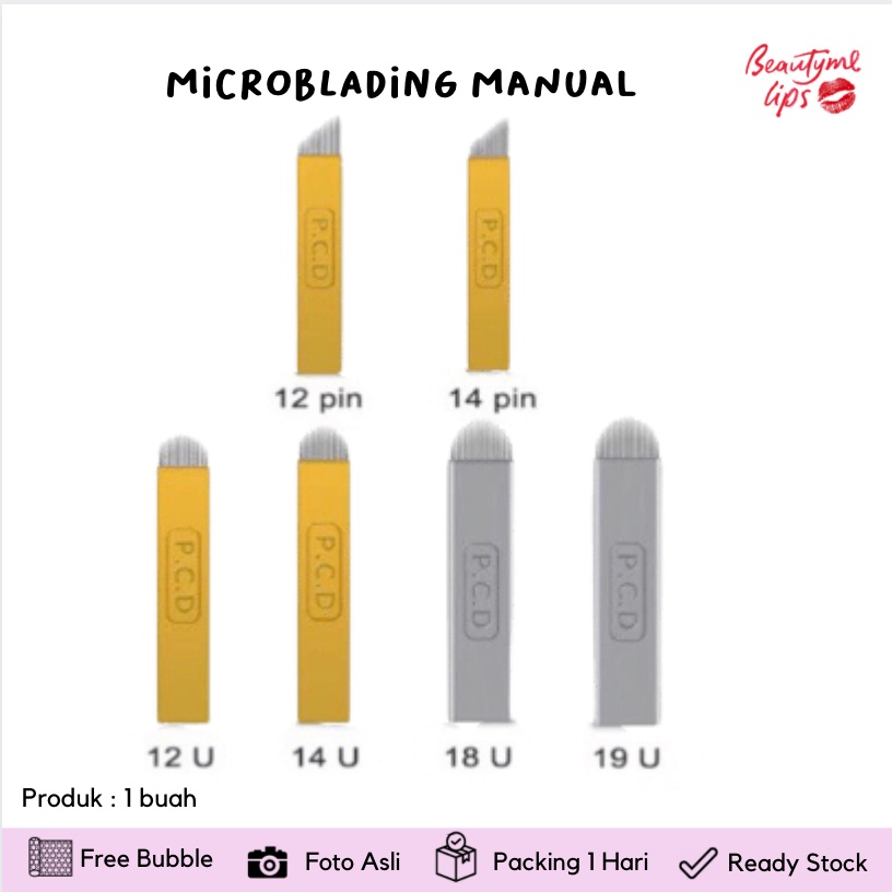 MICROBLADING Manual Jarum Needle Sulam Alis Shading Misty Powder Blade PCD 12 / 14 / U Pin - satuan