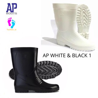 AP BOOTS HITAM DAN PUTIH 1 - AP BLACK I 25-28 -AP WHITE 1 - SEPATU BOOT PENDEK SAFETY KARET