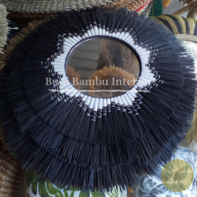 WALL DECOR : CERMIN MENDONG HITAM BINTANG PUTIH cantik murah berkualitas