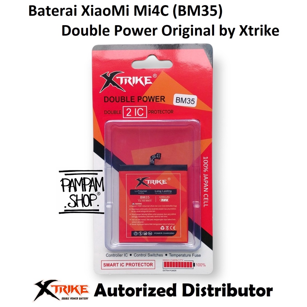 Baterai XTRIKE Double Power Original XiaoMi BM35 Mi4C Batre Batrai Battery Handphone HP Xiao Mi 4C