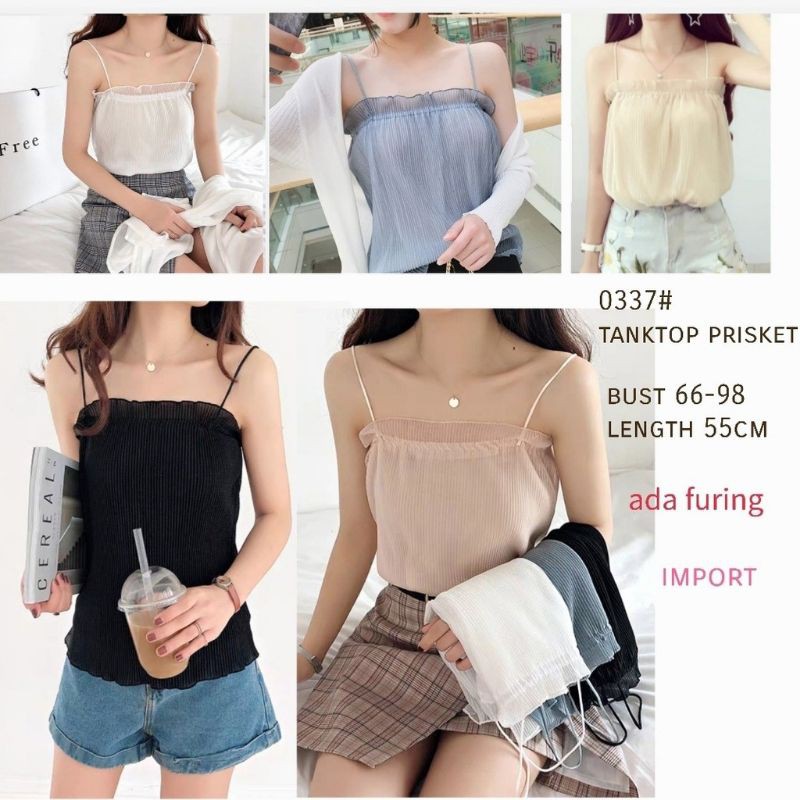 0337Tank Top Prisket Import cewek Tank Top Import brokat cewek Atasan Brokat wanita Baju prisket