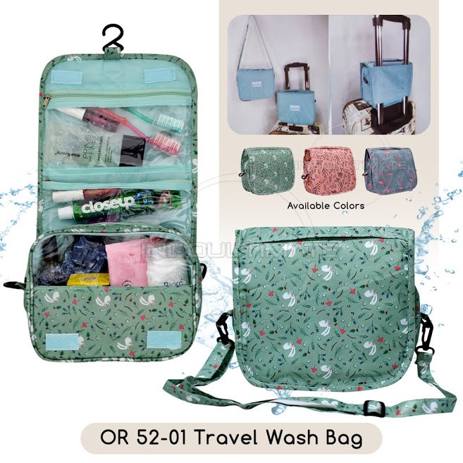 tas Travel Organizer Pouch+ tali panjang tas kosmetik Peralatan Mandi Organizer Gantung Toilet 52-01