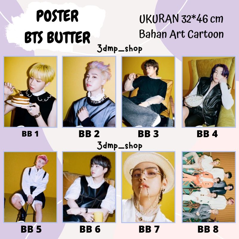 Poster bts butter jungkook v taehyung jimin jhope rm rapmonster suga jin seokjin