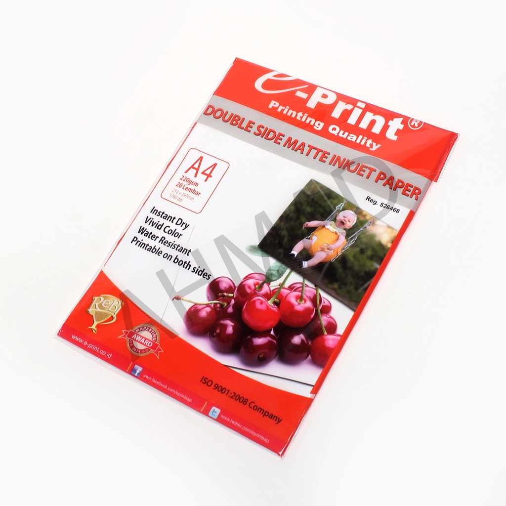 

E-Print Double Side Matte Inkjet Paper A4 220 gsm [ BABY CHERRY ]