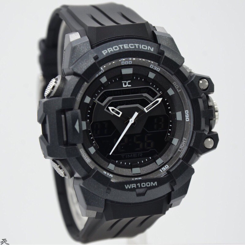 Digitec collection 2 time jarum + digital tali rubber variasi warna pria DA5005M original 100%