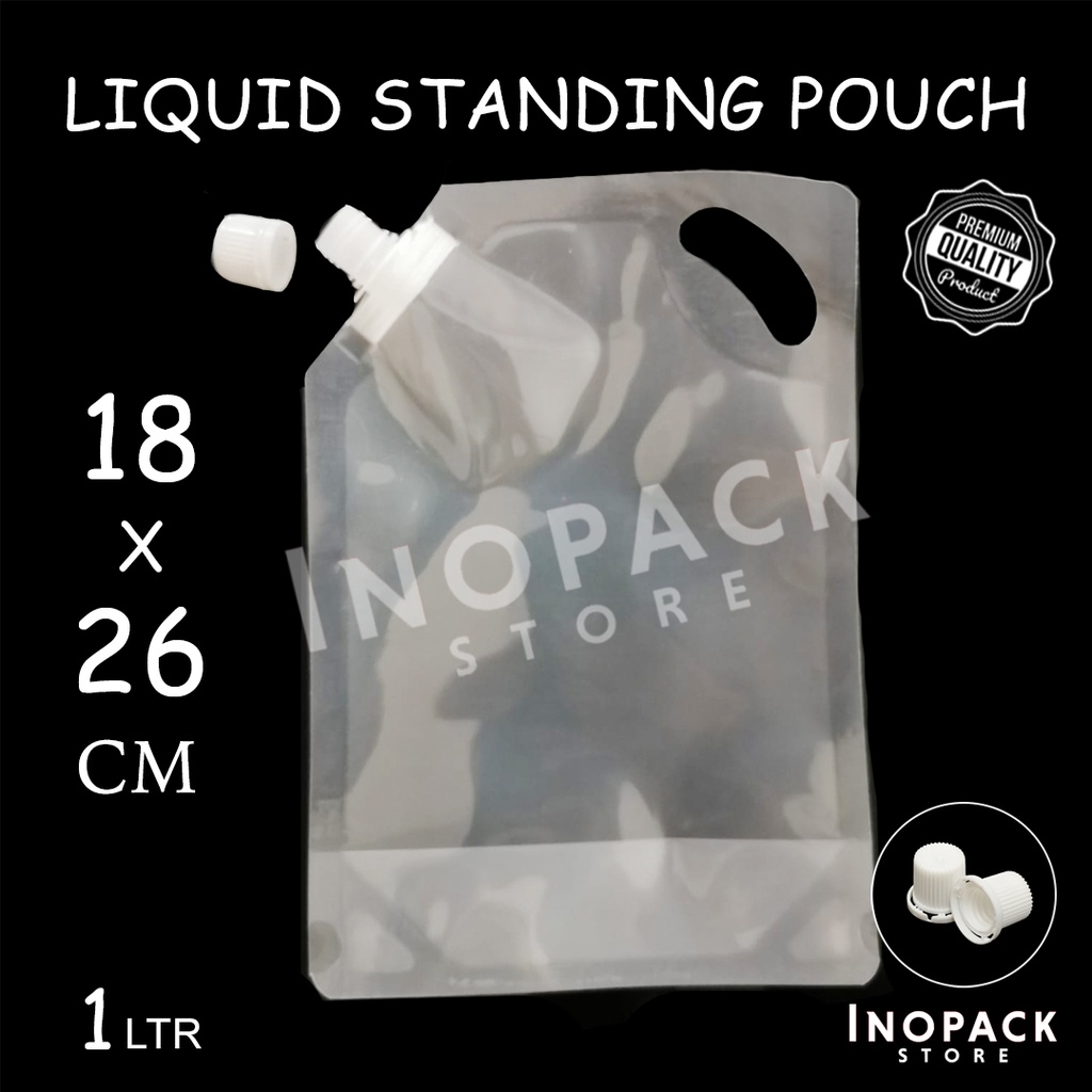 Liquid standing pouch cairan hadle spout uk. 18 x 26 cm / 1 liter