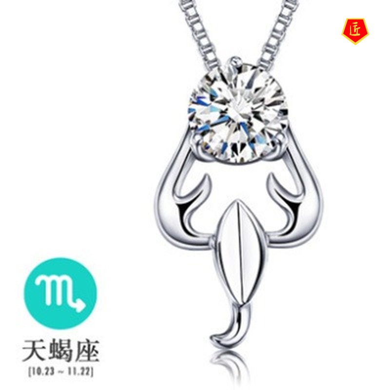 [Ready Stock]Twelve Constellation Silver Necklace Korean Niche Design Fashion